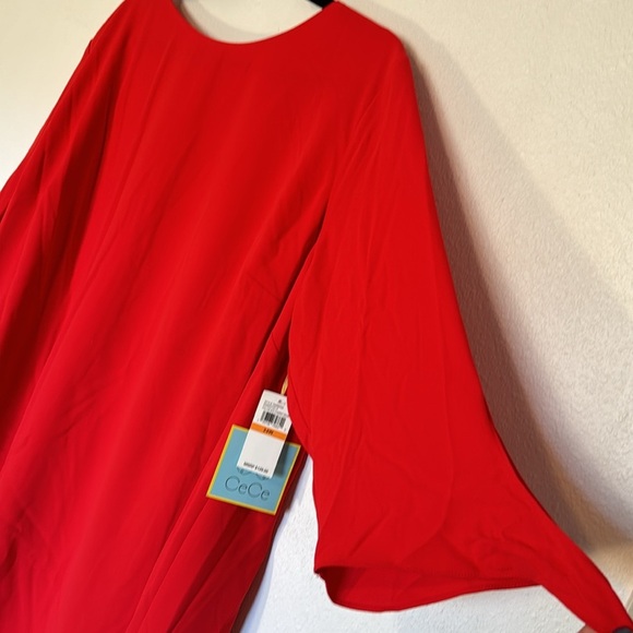 NWT CeCe Nordstrom Women's 10 Red 3/4 Tie-Sleeve Glitz Glamour Party Mini Dress - Picture 3 of 5